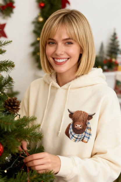 🎄🎅WEIHNACHTS-SALE 50 % RABATT!! 🎁 Niedliches Highland-Cow-Kapuzen-Sweatshirt mit kuscheligem Fleecefutter 🦬
