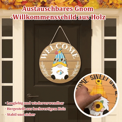 Saisonale Werbeaktion🌟Dein ganzjähriges Fest der Kreativität!🎄Austauschbares Holz-Willkommensschild mit Wichtel🎈