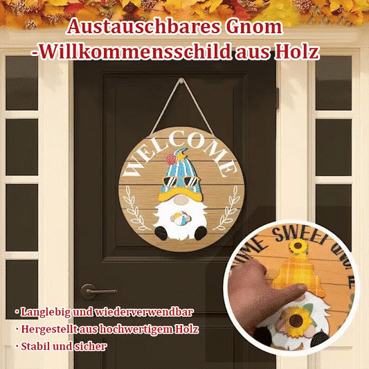 Saisonale Werbeaktion🌟Dein ganzjähriges Fest der Kreativität!🎄Austauschbares Holz-Willkommensschild mit Wichtel🎈