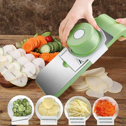 🥕 Multifunktionaler Gemüseschneider – 6-in-1, Sicherheitsmesser & Rutschfeste Basis für Schnelles Schneiden 🍓✨📦