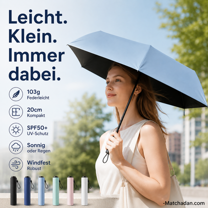 Ultraleichter kompakter Regenschirm für jedes Wetter