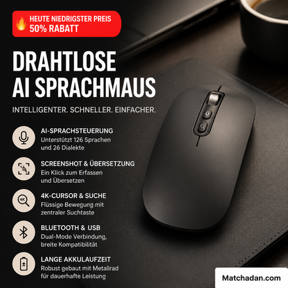 【🔥Niedrigster Preis heute: 50 % Rabatt】Kabellose KI-Sprachmaus