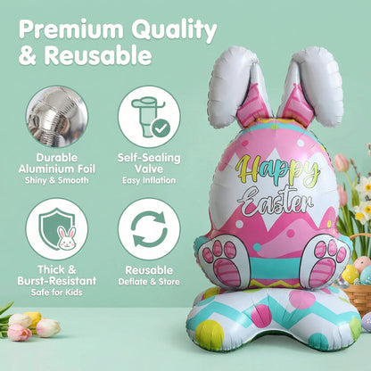💎 OSTER-FRÜHBUCHER-SALE! 💎 Riesen 3D-Steh-Hase-Ballon – Selbststehend, Wiederverwendbar & Farbenfroh für Festliche Osterstimmung 🐰🎈