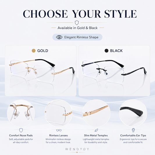 👓 Anti-Blaulicht-Brille randlos – Schutz & Stil! HD-Gläser, Leicht & Bequem den ganzen Tag! ✨