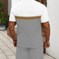 Zweiteiliges Kurzarm-Set für Herren im Colorblock-Look, lässige Sommer-Sportbekleidung, schlichte Strandmode, zeitgemäßer, figurbetonter Stil, lässiges Sportoutfit