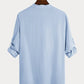 Herren-Eiscreme-Baumwoll-Leinen-Casual-Langarmhemd