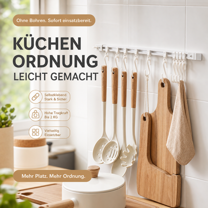 🧺 Schiebehakenleiste ohne Bohren – 30 oder 40 cm für Küche und Bad