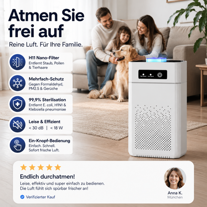 💎 50% RABATT! 💎 Luftreiniger für Zuhause – Fortschrittliche H11-Nanofilter, 99,9% Keimreduktion & Flüsterleise Operation