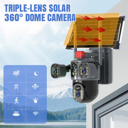 💥Neuer Verkaufsschlager 2025🎥 Solarbetriebene 360°-Kuppelkamera mit drei Objektiven✈️ Kostenloser Versand