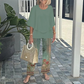 💃✨Damen-Zweiteiler: Bedruckte Hose & Oberteil mit Rundhalsausschnitt