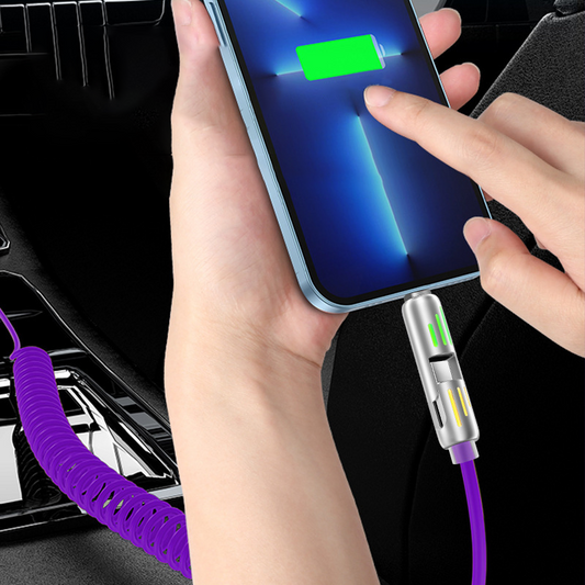 Kompaktes 4-in-1-Auto-Ladekabel mit Aufrollmechanismus