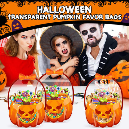 💥  🎃 Halloween-Geschenktüten – 10 Stück, transparentes Kürbis-Design. Mit Reißverschluss & stabilem Henkel. PP-Material. Perfekt für Trick-or-Treat & Party-Goodies 🍬