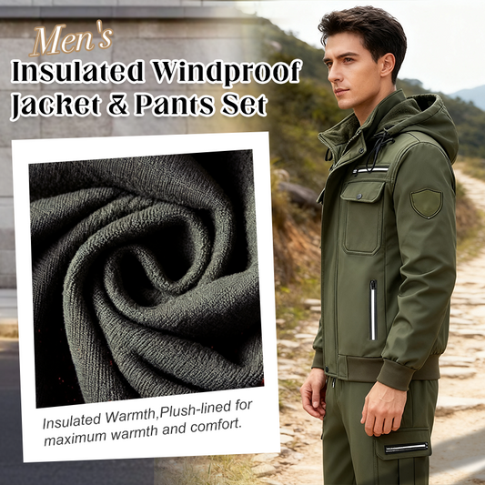 🔥Kostenloser Versand-Gefüttertes winddichtes Herren-Set: Jacke und Hose
