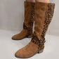 Damen-Reitstiefel mit Leopardenmuster