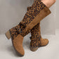 Damen-Reitstiefel mit Leopardenmuster