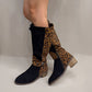Damen-Reitstiefel mit Leopardenmuster