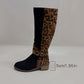 Damen-Reitstiefel mit Leopardenmuster