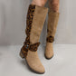 Damen-Reitstiefel mit Leopardenmuster