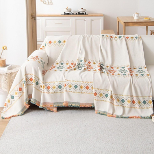 ✨🎅Weihnachtsangebote – Nur für kurze Zeit!⏰Reversibler Bohemian Sofaüberwurf mit Quasten