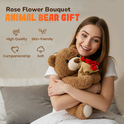 🌹🐻【50% Rabatt】Edler Rosenstrauß mit Tierbär – Nachhaltiges Geschenk voller Liebe & Charme 🎁💝 Perfekt für besondere Momente – hochwertig, langlebig & emotionsvoll!