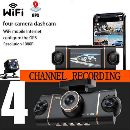 🚗 📹4-Kanal-HD-Auto-Dashcam mit Front-, Innen- und Rückaufnahme