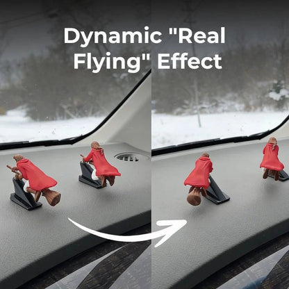 Magischer Besenstiel als Armaturenbrett-Ornament