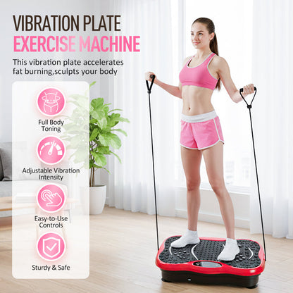 Vibrationsplatte – Fitnessgerät für zu Hause – Einstellbare Vibrationsstufen mit Widerstandsbändern