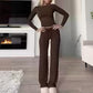 Zweiteiliges Set aus lässigem Oberteil und Hose für Damen