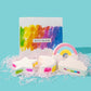 Bunte Badebombe in lustiger Form