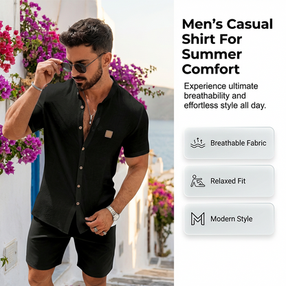 👔 LIMITIERTES ANGEBOT: 50% RABATT! ☀️ Herren-Henley-Hemd kurze Ärmel, Knopfleiste, einfarbig, Regular Fit, lässig, atmungsaktiv, bequem für den Sommer; Herrenbekleidung große Größen – Atmungsaktiv, Lockere Passform & Vielseitig ✨
