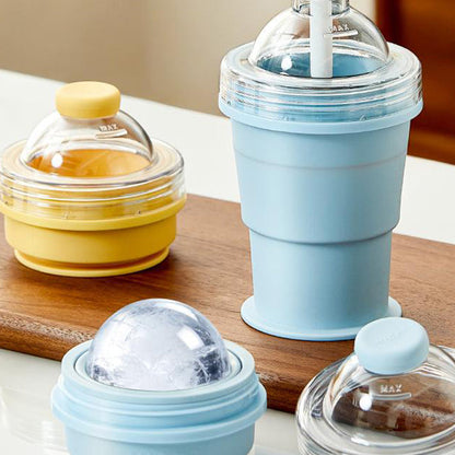 ☀️ Sommeraktion: 40 % Rabatt!⏰ Tragbarer Silikon-Eiskugelbecher | Mit Strohhalm, faltbar & auslaufsicher 🧊💧