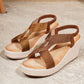 Damen-Sandalen mit gewebtem Riemen und Keilabsatz