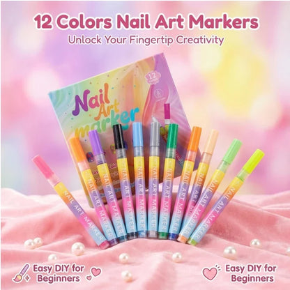 🖌️ Sonderpreis am letzten Tag ＄19,98 ! 🔥Mehr kaufen, mehr sparen🎁Nail-Art-Marker-Set mit 12 Farben