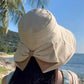 🏖️ Sommer-Sale 60% Rabatt 🏝️👒 🎀Damen-Sonnenhut mit Schleife und breiter Krempe – faltbar, 360°-Schutz🎁