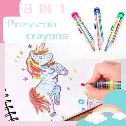 🌈🎨8-farbige Druckknopf-Buntstifte